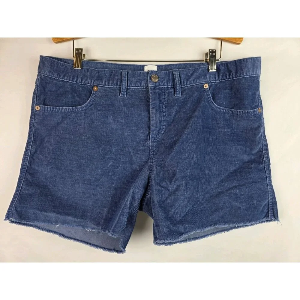 GAP Women's Shorts Size 16 Blue Corduroy Cut Off Short